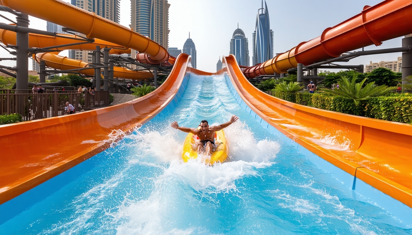 Thrilling water slides at Aquaventure World Dubai