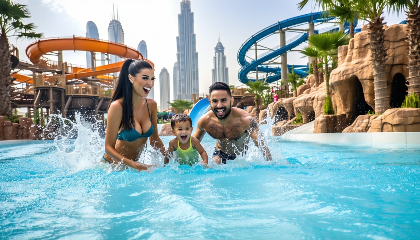 Family enjoying a day at Aquaventure World Dubai